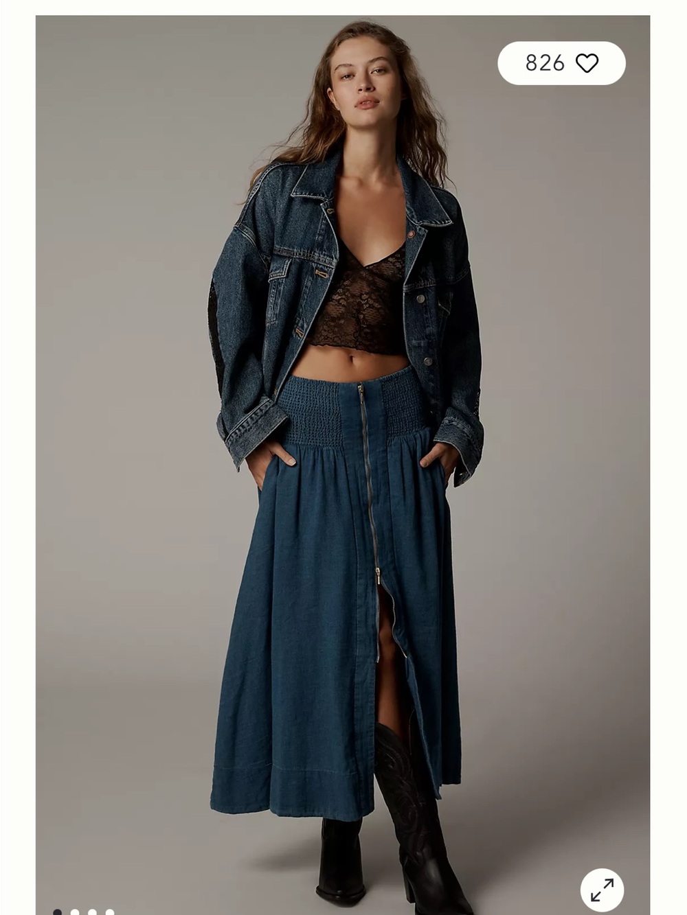 Maeve Tommi zip-front midi skirt (Anthropologie)